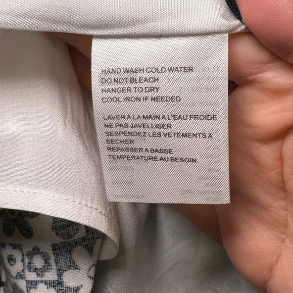 🌻ELODIE Checkered Flower A-Line Mini Skirt Navy White size Large Geometric - Picture 4 of 5